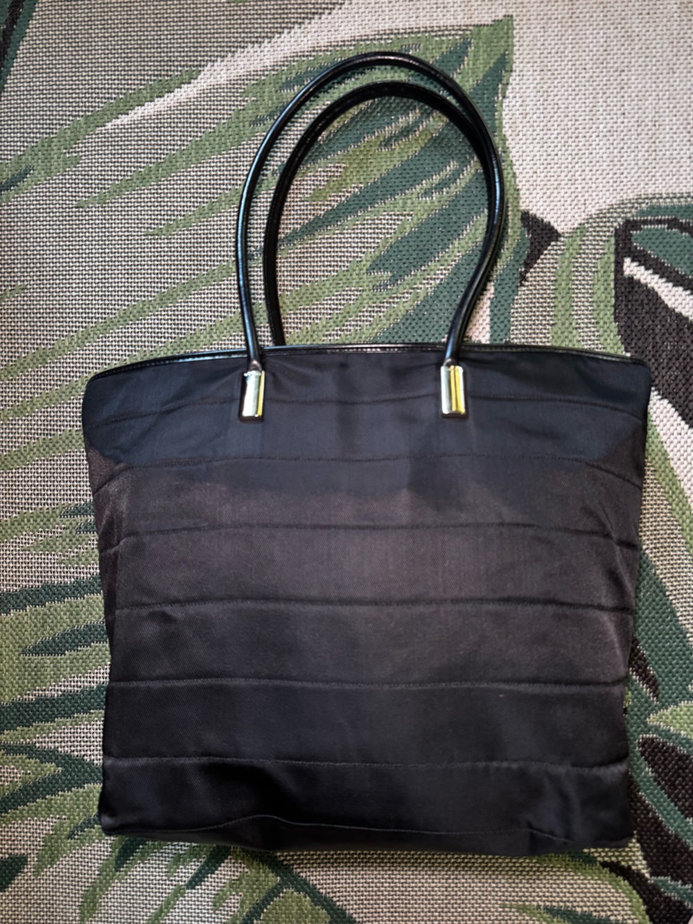 Vtg Authentic Gucci Ribbed Black Nylon Weekender Tote Bag Pre-loved